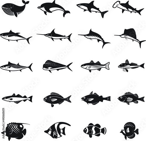 Fish species icons vector illustration