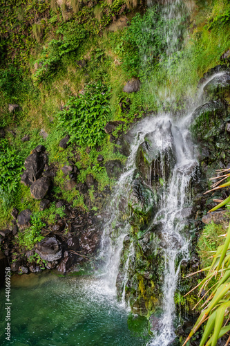 Viola beach waterfall with blur of water movement  S  o Miguel - Azores PORTUGAL
