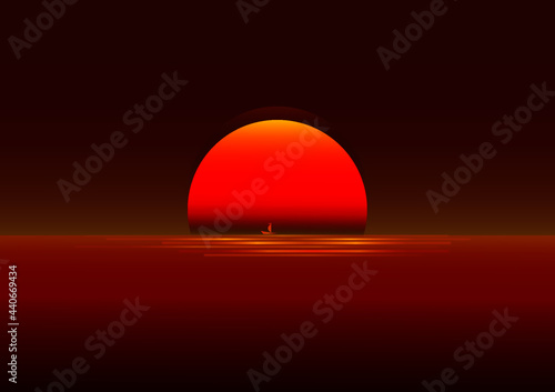 ดวงอาทิตย์ตกกลางทะเล © pirush
