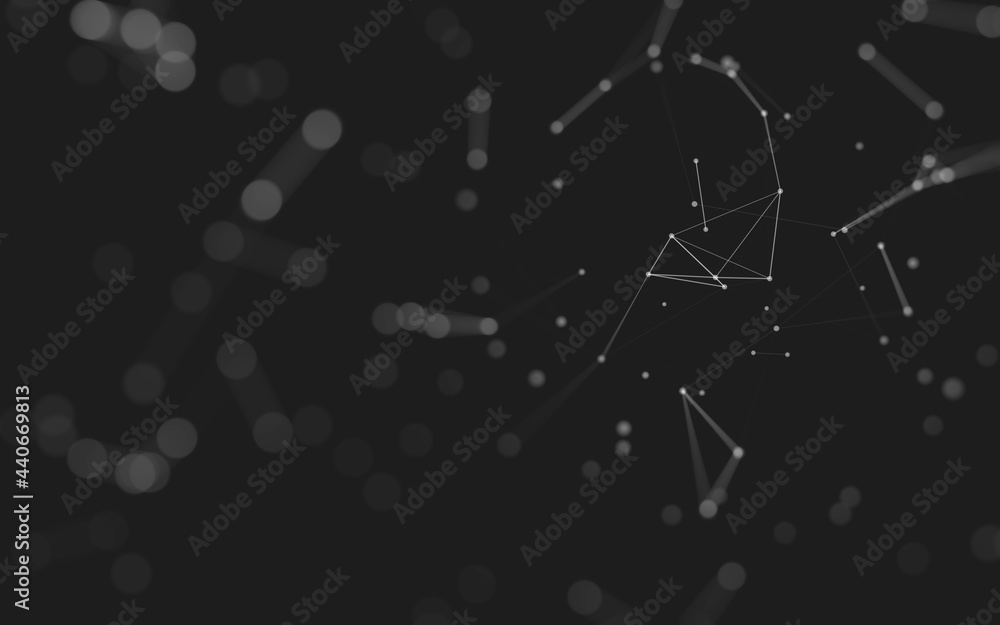 Fototapeta premium Abstract background. Molecules technology with polygonal shapes, connecting dots and lines. Connection structure. Big data visualization.