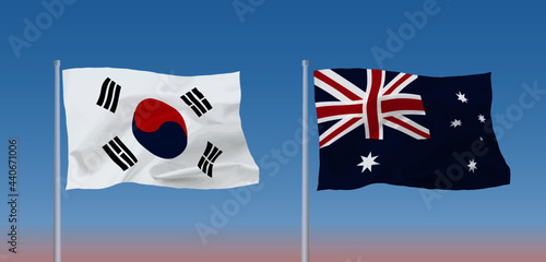 韓国とオーストラリアの旗