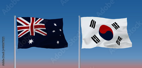 韓国とオーストラリアの旗