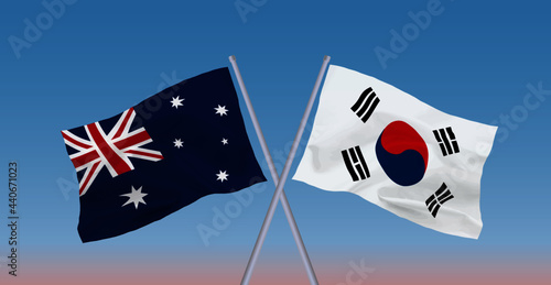 韓国とオーストラリアの旗