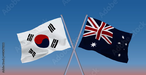 韓国とオーストラリアの旗