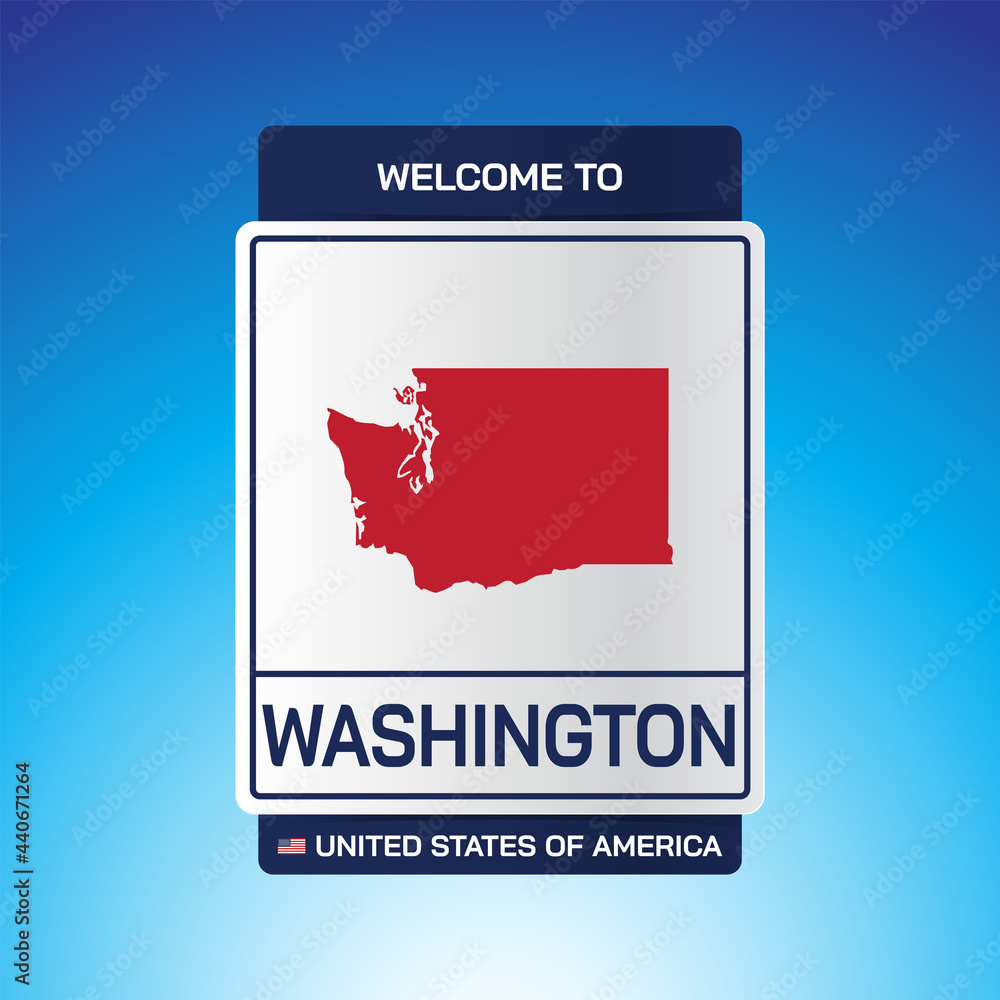 The Sign United states of America with message, Washington and map on Blue Background vector art image illustration. The Sign United states of America with message, Washington and map on Blue Background vector art image illustration.
