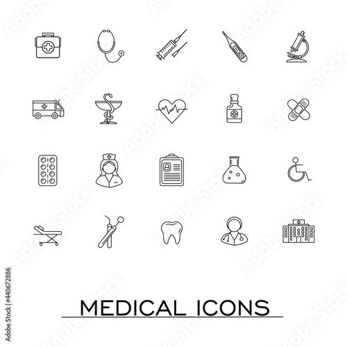Medical icons set. Vector illustration.