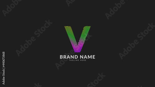 letter V wavy rainbow abstract colorful logo for creative and innovative company brand. print or web vector design element