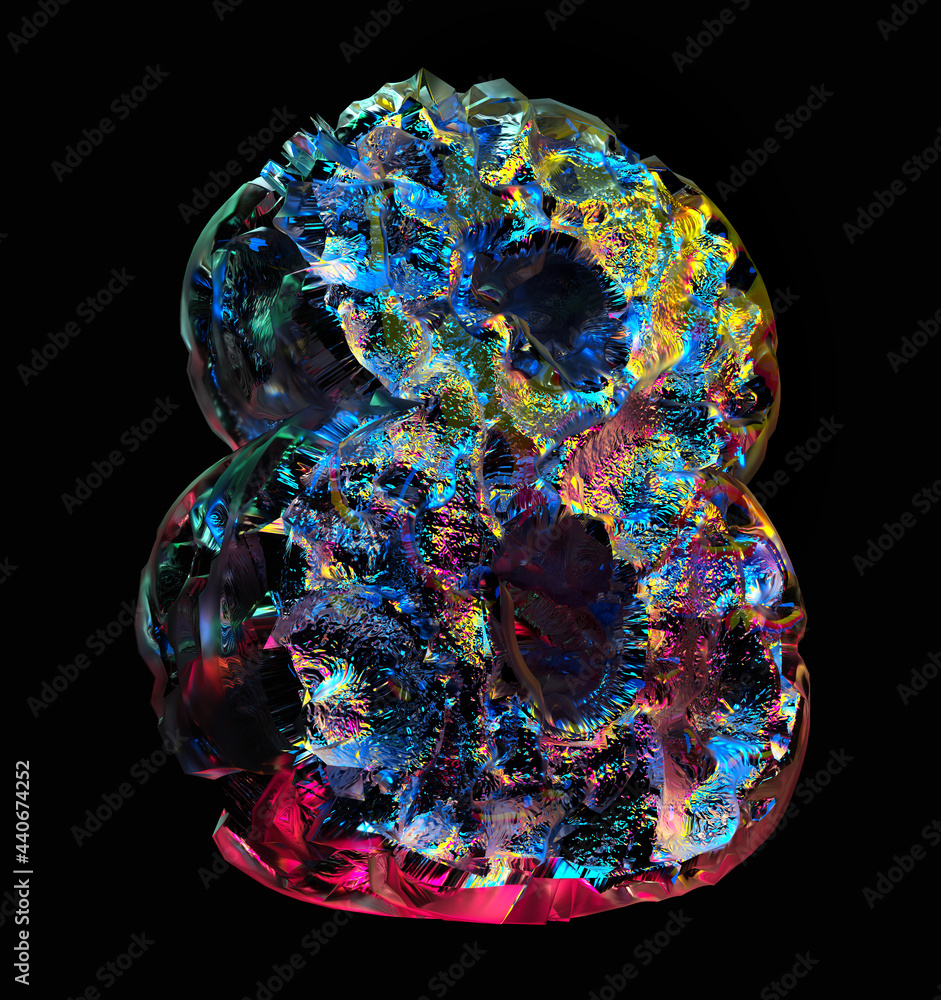 3d render of abstract art 3d fantasy font letter number six in mix of broken damaged crystal mineral glass diamond and silver metal material in pink blue and yellow color on isolated black background 3d render of abstract art 3d fantasy font letter number six in mix of broken damaged crystal mineral glass diamond and silver metal material in pink blue and yellow color on isolated black background