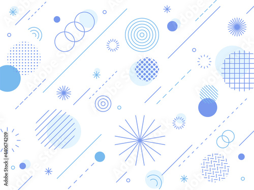 Texture shapes created by thin lines of cool blue color. Simple pattern design template.