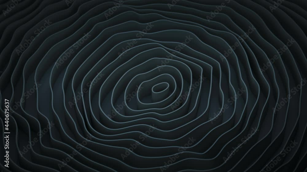 Black ripple rings. Abstract geometric background. 3D render seamless loop animation Black ripple rings. Abstract geometric background. 3D render seamless loop animation