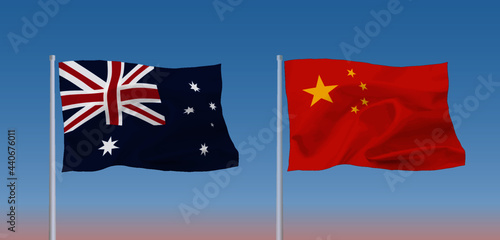 中国とオーストラリアの旗