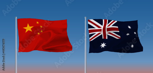 中国とオーストラリアの旗