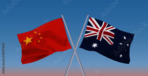 中国とオーストラリアの旗