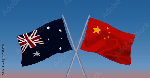 中国とオーストラリアの旗