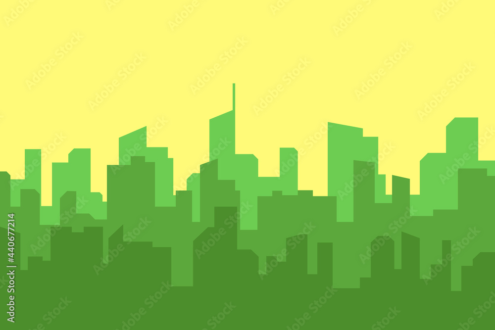 4 x 3 simple city building silhouette vector illustration. City silhouette, silhouette of city building. City Silhouette for Wallpaper, background, backdrop, virtual meeting background, and others.