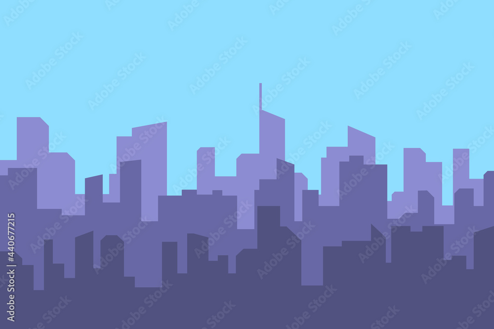 4 x 3 simple city building silhouette vector illustration. City silhouette, silhouette of city building. City Silhouette for Wallpaper, background, backdrop, virtual meeting background, and others.