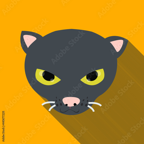  kitten face Cat vector cartoon character long shadow style icon