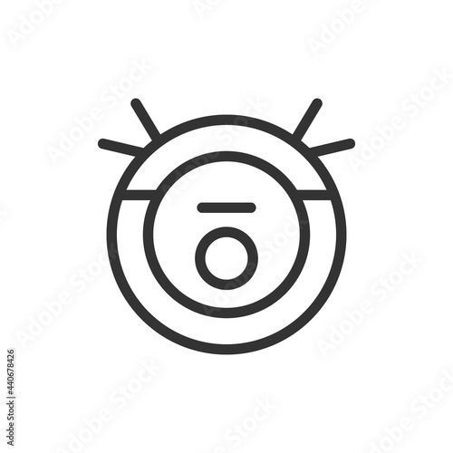 Thin line icon of robot vacuum cleaner.