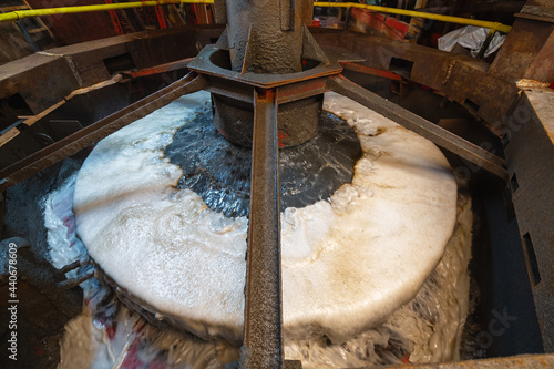 Quadro su tela Industrial flotation process. Flotation machine close-up