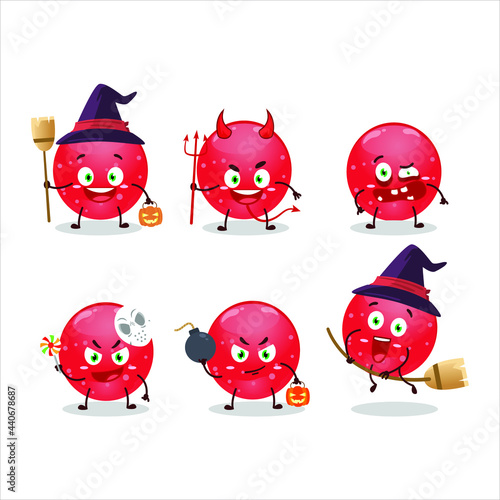 Halloween expression emoticons with cartoon character of jelly sweets candy red. Vector illustration
