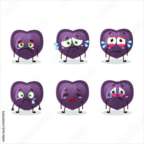 Love candy cartoon character with sad expression. Vector illustration