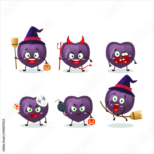 Halloween expression emoticons with cartoon character of love candy. Vector illustration