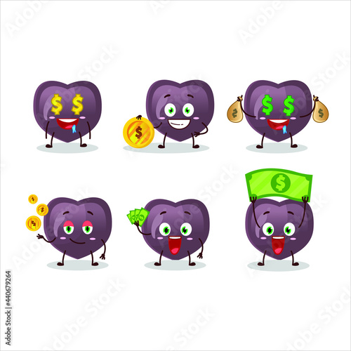 Love candy cartoon character with cute emoticon bring money. Vector illustration