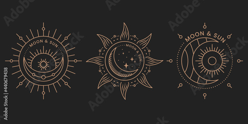 sun and moon elegant logo set