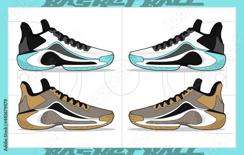 Sports basketball shoes design vector template
