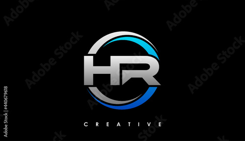 HR Letter Initial Logo Design Template Vector Illustration