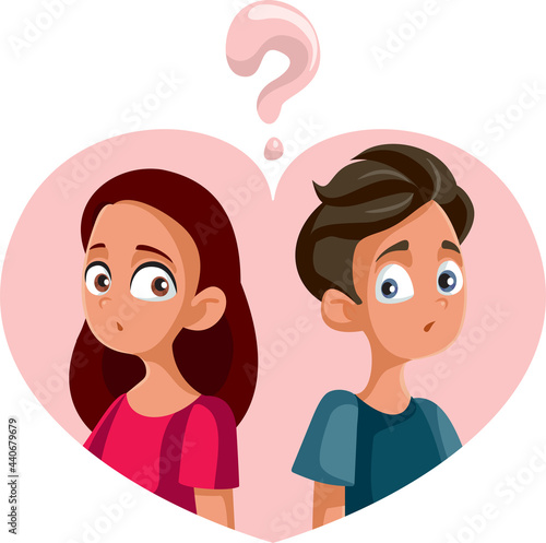 Teenagers Being in Love Having Questions Vector Illustration