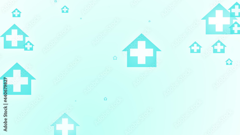 Medical health blue green cross on home pattern background. Abstract banners with prevent virus infection and healthcare stay home concept. Medical health blue green cross on home pattern background. Abstract banners with prevent virus infection and healthcare stay home concept.