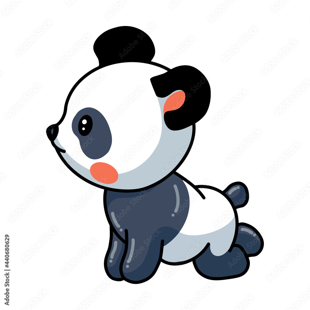 Fototapeta premium Cute little panda cartoon posing