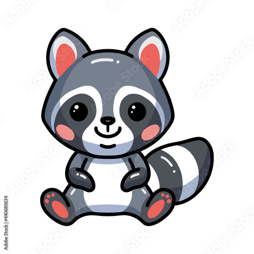 Fototapeta Naklejka Na Ścianę i Meble -  Cute baby raccoon cartoon sitting