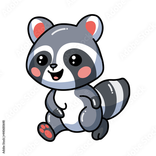 Cute baby raccoon cartoon walking
