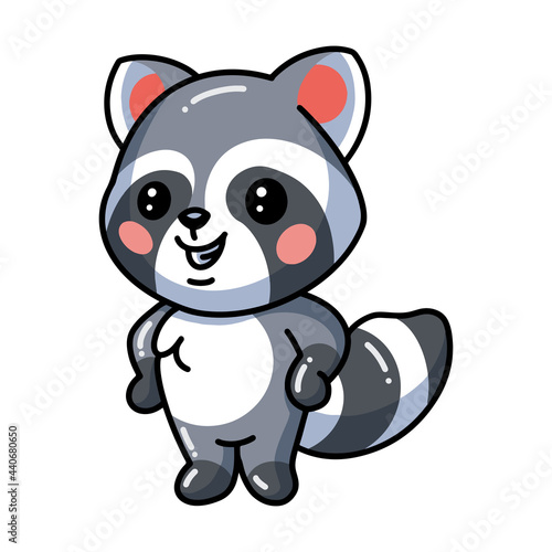 Cute baby raccoon cartoon posing