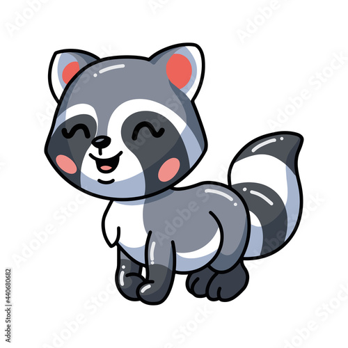 Fototapeta Naklejka Na Ścianę i Meble -  Cute baby raccoon cartoon smiling
