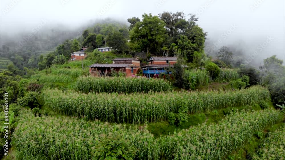 Traditional farm house in the mountain, Nepal drone video Traditional farm house in the mountain, Nepal drone video
