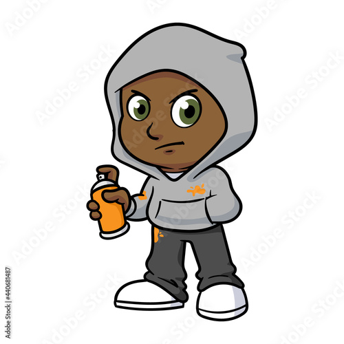 Cartoon Naughty Boy Holding a Spray Paint Can Illustration