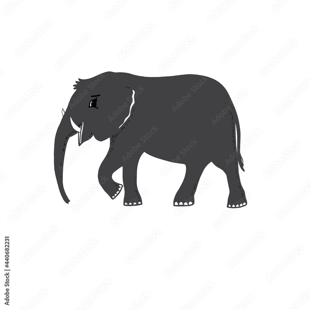 Graphic grey elephant silhouette animal