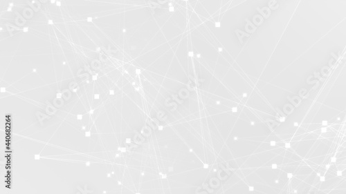 Abstract white gray polygon tech network with connect technology background. Abstract dots and lines texture background. 3d rendering.