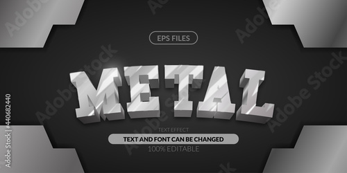 3d metal steel editable text effect. eps vector file. strong and bold