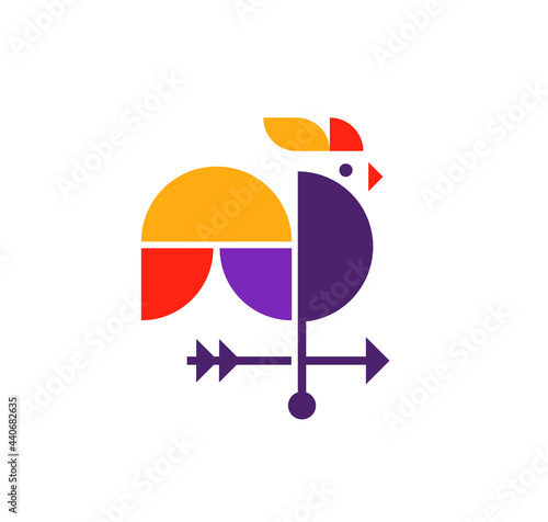 Rooster Weather Vane Arrow modern geometric color vector