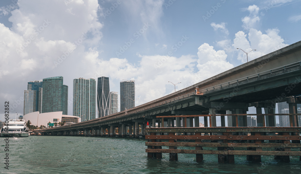 city harbour bridge Miami Florida skyline sea water travel panoramic summer horizon buildings city harbour bridge Miami Florida skyline sea water travel panoramic summer horizon buildings