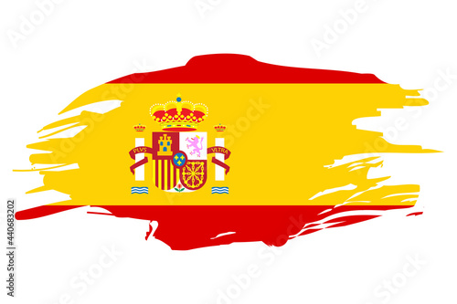 Illustration with Spanish flag. National flag graphic design. Spanish flag in flat style. Vector illustration. Stock image.