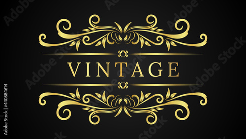 Luxury Vintage frame with ornament Gold Color