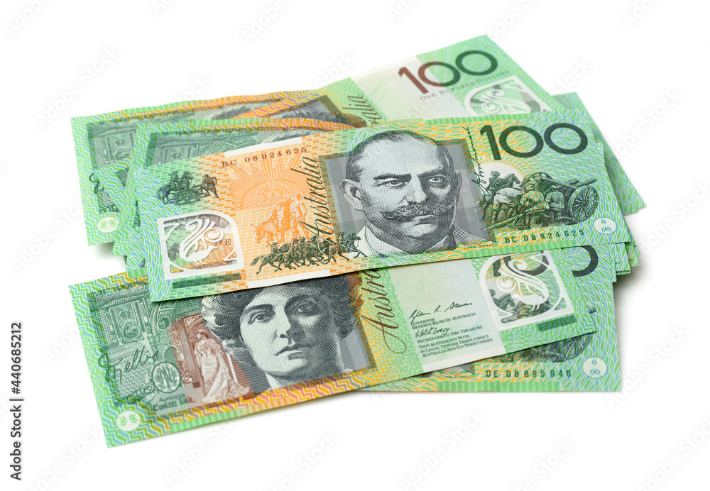 Australia Dollar, Bank note of Australia on white background Australia Dollar, Bank note of Australia on white background