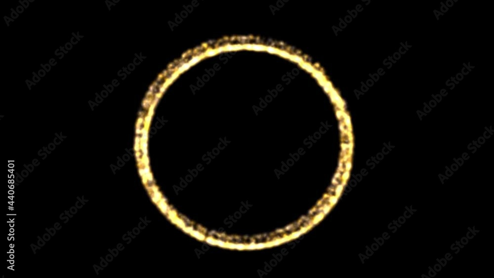 Golden particle ring with glowing rotating effect. Golden particle ring with glowing rotating effect.