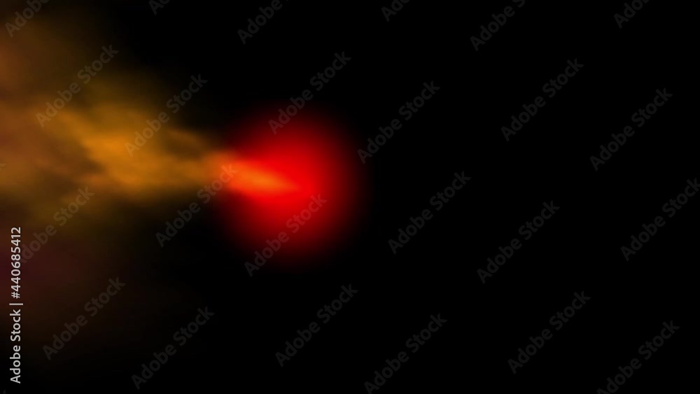 Comet trail effect with red particle cloud and glowing front. Black background. Comet trail effect with red particle cloud and glowing front. Black background.