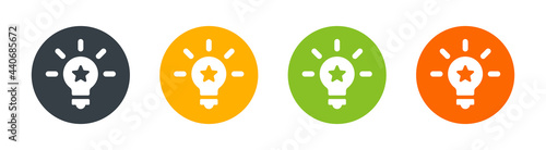 Innovation icon with light bulb isolated on white background.